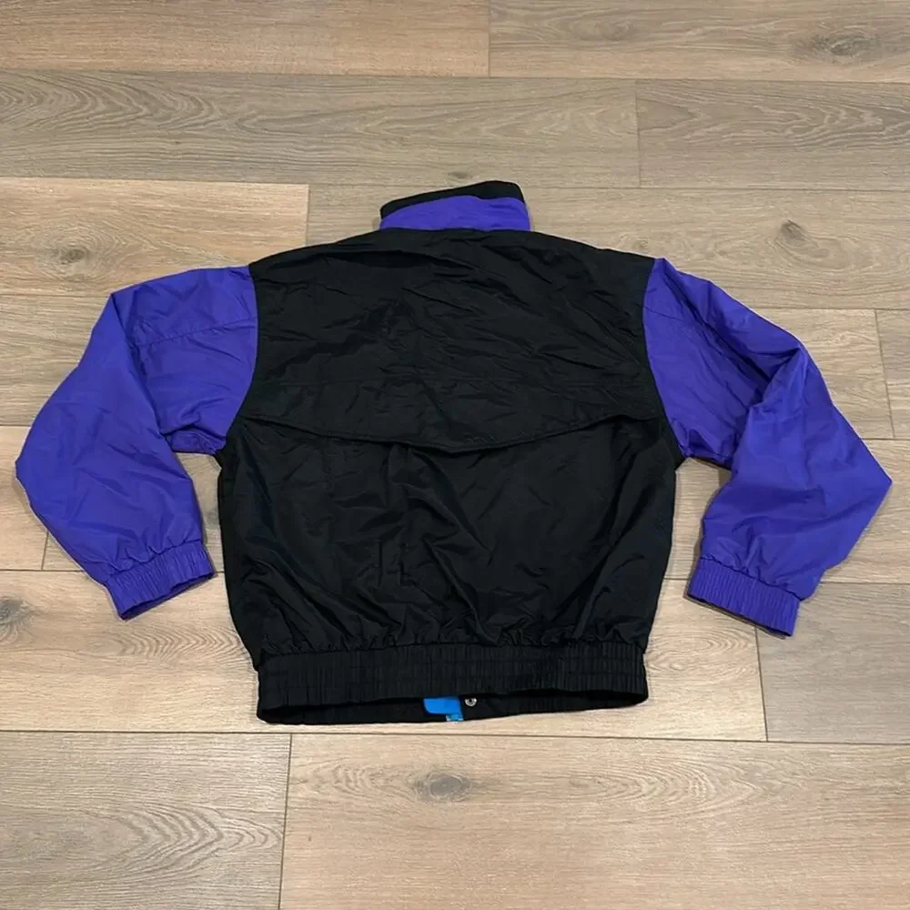 SPORTS AFIELD 90's Black Purple Blue Nylon Shell Zip-Up Jacket Size Medium